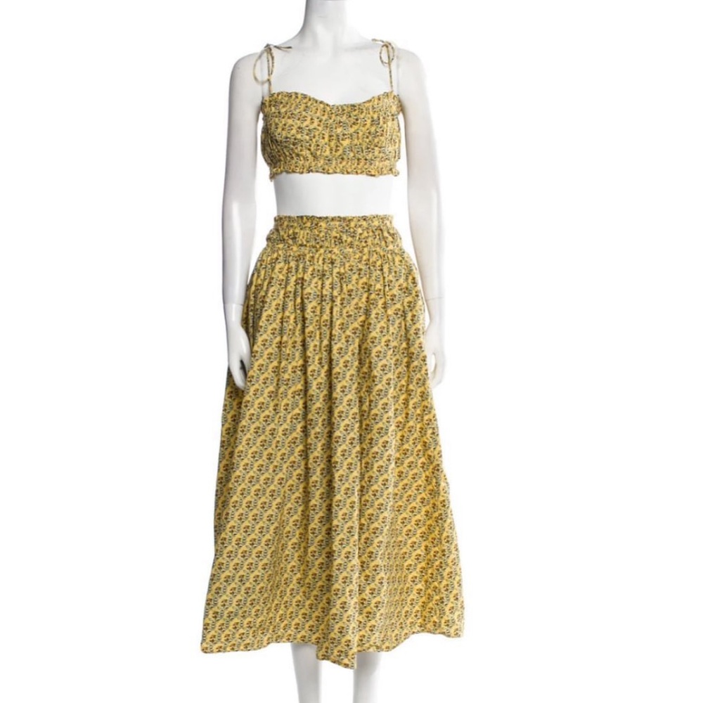 $570 SET 💛 RHODE PARI TOP & POOJA SKIRT JAWAHAR GARDEN GOLDEN Small 4 pockets